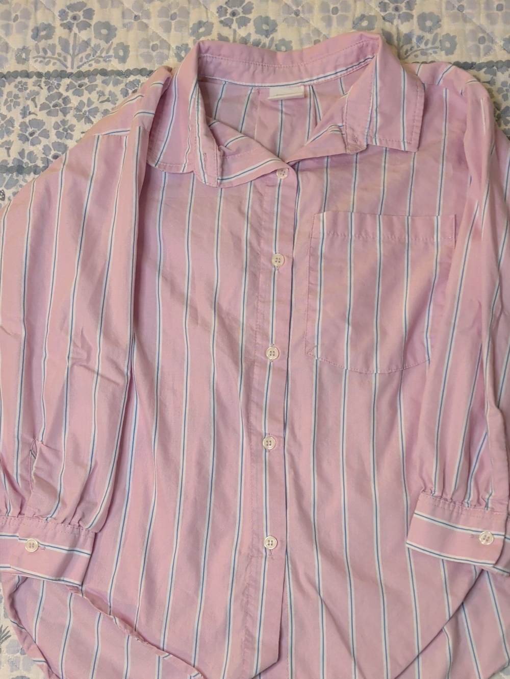 Zara Pink Shirt with Blue and White Stripes
